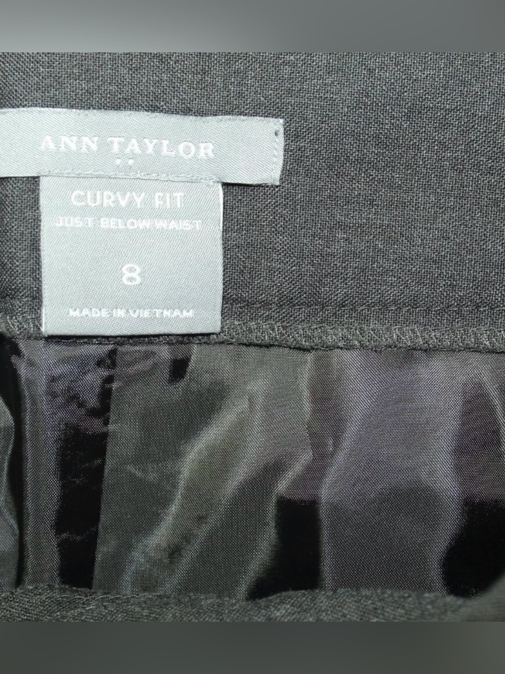 Ann Taylor Dark Gray Wide Leg Trousers, Curvy Fit | Size 8 - Picture 5 of 6